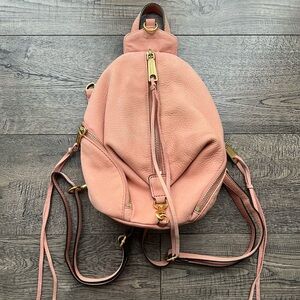 Rebecca Minkoff mini Julian suede peach backpack